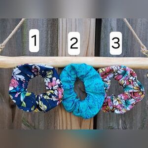 ONE Colorful Cotton Scranchie Hair Tie Floral Blue Yellow White Prints